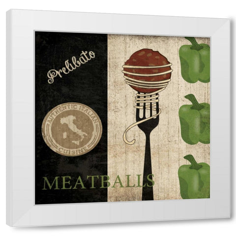 BIG NIGHT OUT - MEATBALLS White Modern Wood Framed Art Print by Ballantyne, Piper