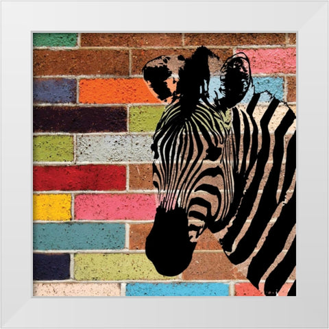 BRICK WALL ZEBRA White Modern Wood Framed Art Print by Ballantyne, Piper