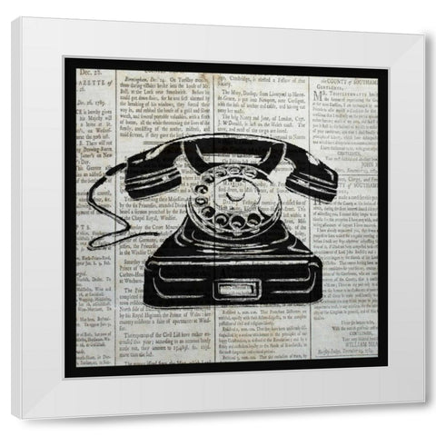 VINTAGE TELEPHONE White Modern Wood Framed Art Print by Ballantyne, Piper