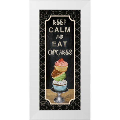 EAT CUPCAKES White Modern Wood Framed Art Print by Ballantyne, Piper