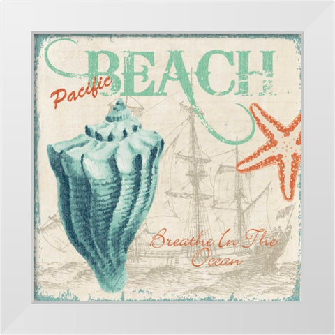 BREATHE IN THE OCEAN White Modern Wood Framed Art Print by Ballantyne, Piper
