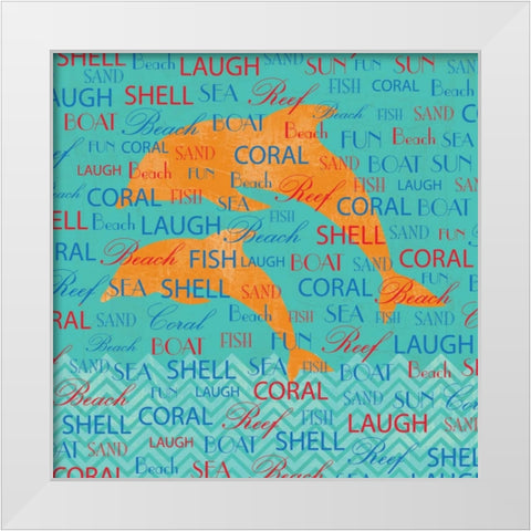 SPLASHING DOLPHINS White Modern Wood Framed Art Print by Ballantyne, Piper