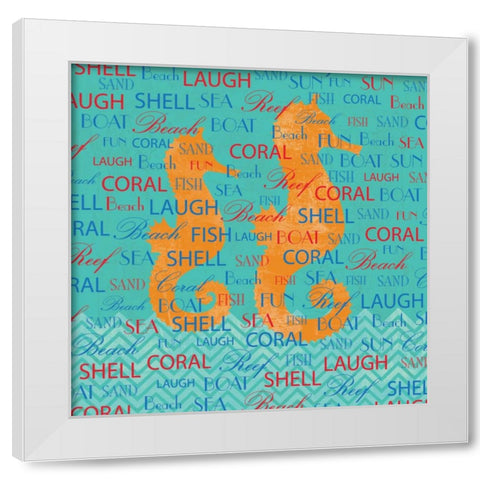 SWIMMING SEAHORSE White Modern Wood Framed Art Print by Ballantyne, Piper