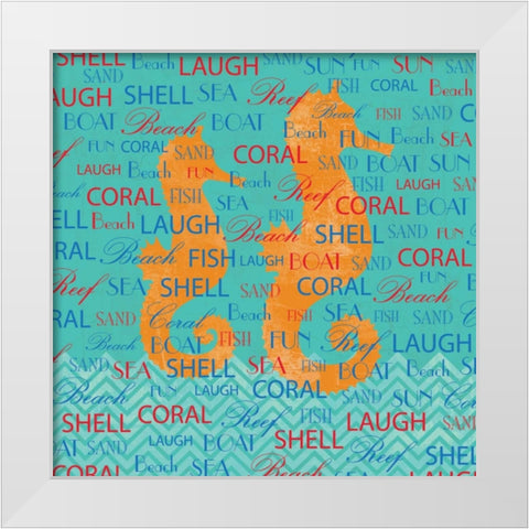 SWIMMING SEAHORSE White Modern Wood Framed Art Print by Ballantyne, Piper