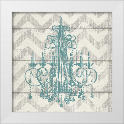 CHEVRON CHANDELIER I White Modern Wood Framed Art Print by Ballantyne, Piper