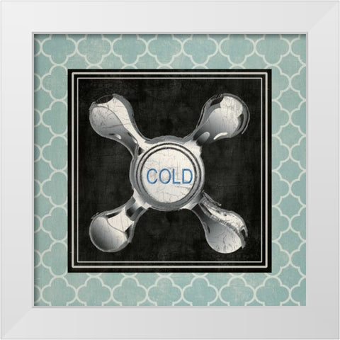 BLUE QUATREFOIL BATH I White Modern Wood Framed Art Print by Ballantyne, Piper