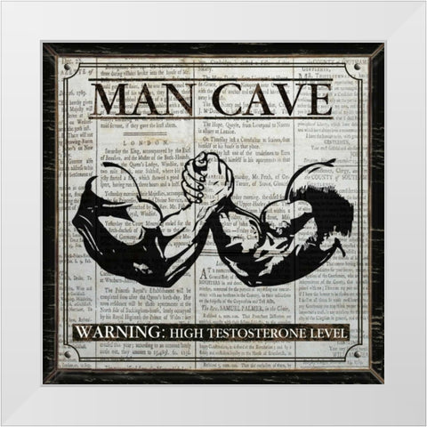 MAN CAVE - BLACK and WHITE White Modern Wood Framed Art Print by Ballantyne, Piper