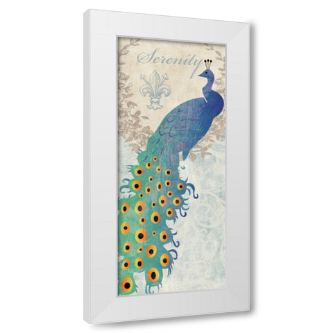 SERENE PEACOCK White Modern Wood Framed Art Print by Ballantyne, Piper