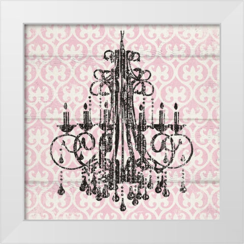 PINK PATTERN CHANDELIER I White Modern Wood Framed Art Print by Ballantyne, Piper