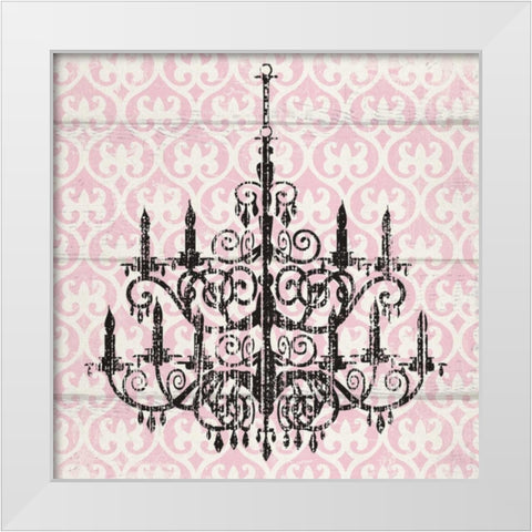 PINK PATTERN CHANDELIER II White Modern Wood Framed Art Print by Ballantyne, Piper