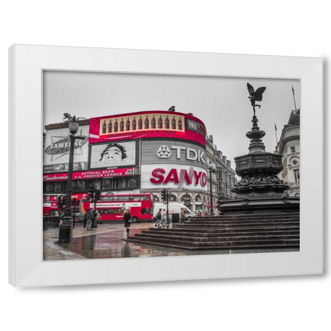 Piccadilly Circus, London White Modern Wood Framed Art Print by Frank, Assaf