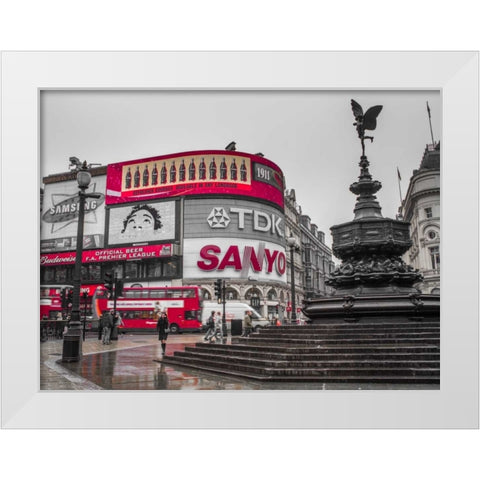 Piccadilly Circus, London White Modern Wood Framed Art Print by Frank, Assaf