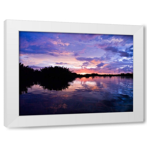 River at dusk, Malaysia, Kotakinabalu White Modern Wood Framed Art Print by Frank, Assaf