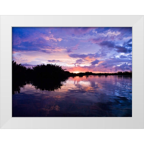 River at dusk, Malaysia, Kotakinabalu White Modern Wood Framed Art Print by Frank, Assaf