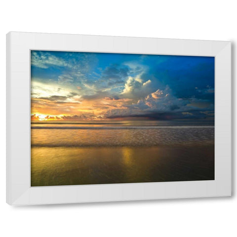 Beach with dramatic sky at dusk, Malaysia White Modern Wood Framed Art Print by Frank, Assaf