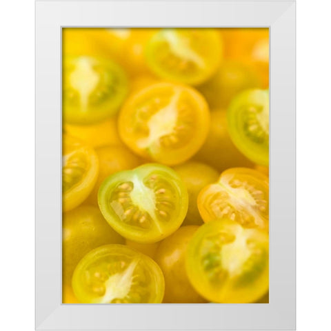 Top view of yellow tomatoes White Modern Wood Framed Art Print by Frank, Assaf
