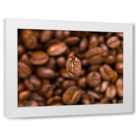 Top view of coffee beans White Modern Wood Framed Art Print by Frank, Assaf