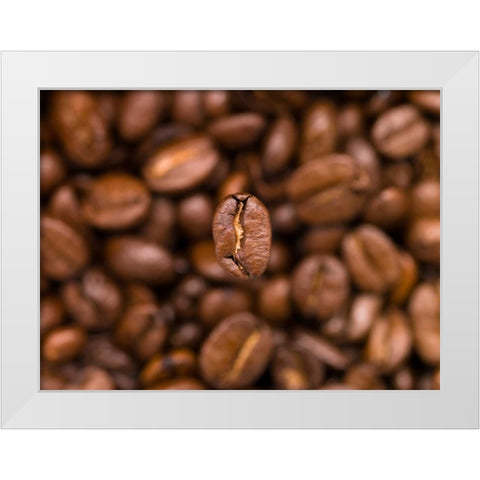 Top view of coffee beans White Modern Wood Framed Art Print by Frank, Assaf