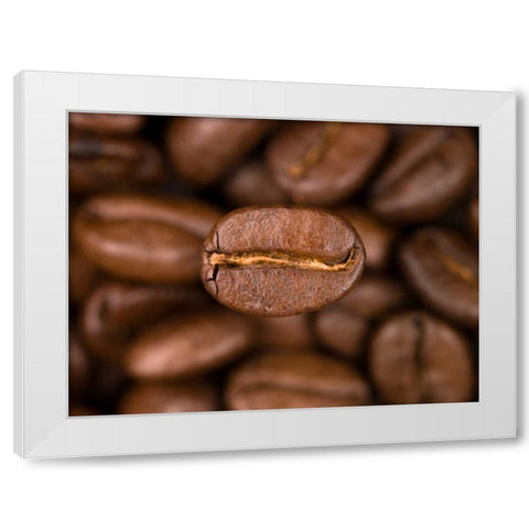 Top view of coffee beans White Modern Wood Framed Art Print by Frank, Assaf