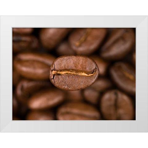 Top view of coffee beans White Modern Wood Framed Art Print by Frank, Assaf