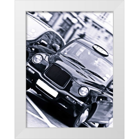 Black Cab London Taxi White Modern Wood Framed Art Print by Frank, Assaf