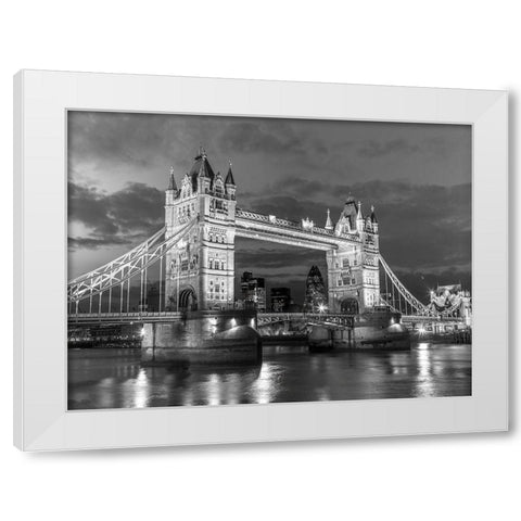 Tower bridge London at night White Modern Wood Framed Art Print by Frank, Assaf