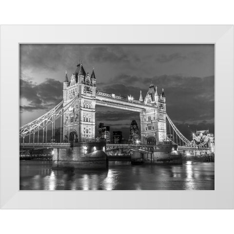 Tower bridge London at night White Modern Wood Framed Art Print by Frank, Assaf