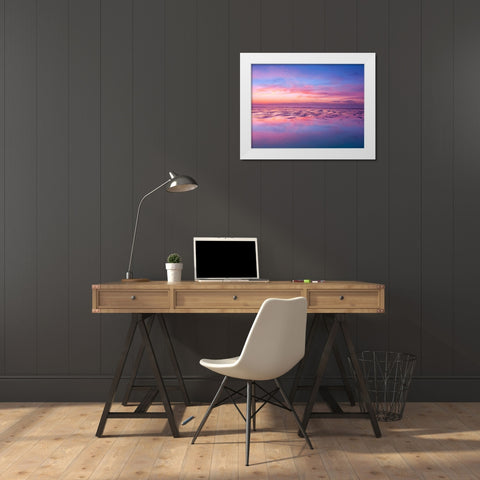 Sunrise at beach, Littlehampton England White Modern Wood Framed Art Print by Frank, Assaf