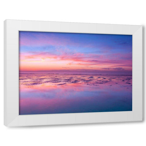 Sunrise at beach, Littlehampton England White Modern Wood Framed Art Print by Frank, Assaf