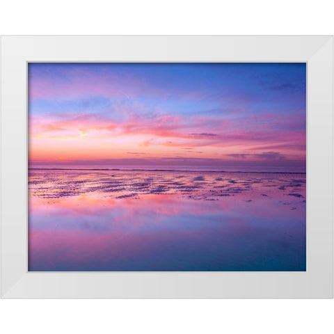 Sunrise at beach, Littlehampton England White Modern Wood Framed Art Print by Frank, Assaf