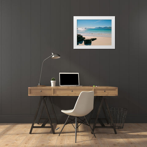Beautiful beach, Lofoten, Norway White Modern Wood Framed Art Print by Frank, Assaf