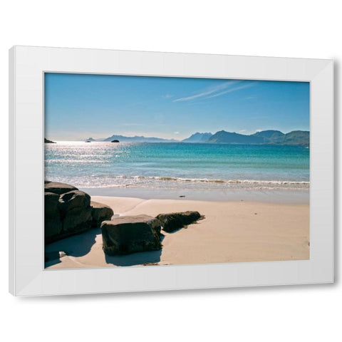 Beautiful beach, Lofoten, Norway White Modern Wood Framed Art Print by Frank, Assaf