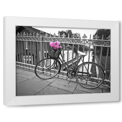 Old Bicycle near a canal White Modern Wood Framed Art Print by Frank, Assaf