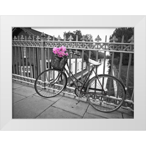 Old Bicycle near a canal White Modern Wood Framed Art Print by Frank, Assaf
