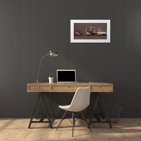 Canary Wharf skyline White Modern Wood Framed Art Print by Frank, Assaf