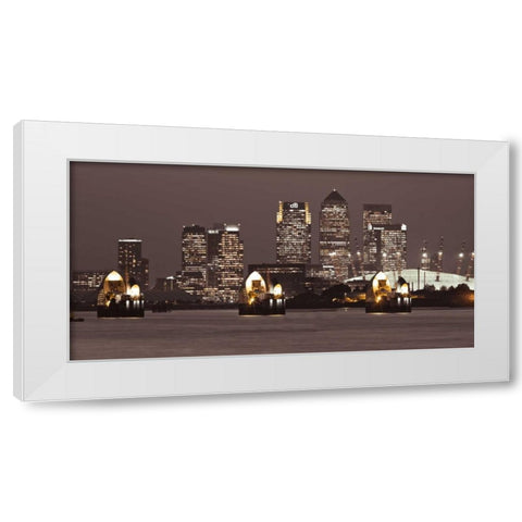 Canary Wharf skyline White Modern Wood Framed Art Print by Frank, Assaf