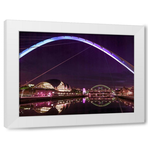 The Millenium Bridge, Newcastle Upon Tyne, FTBR-1881 White Modern Wood Framed Art Print by Frank, Assaf