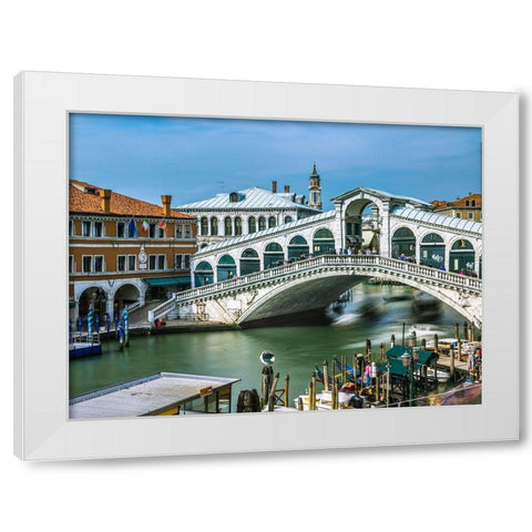 Famous Rialto bridge, Venice, Italy, FTBR-1896 White Modern Wood Framed Art Print by Frank, Assaf