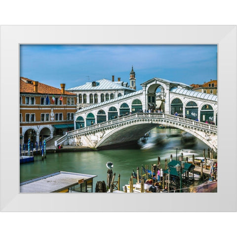Famous Rialto bridge, Venice, Italy, FTBR-1896 White Modern Wood Framed Art Print by Frank, Assaf