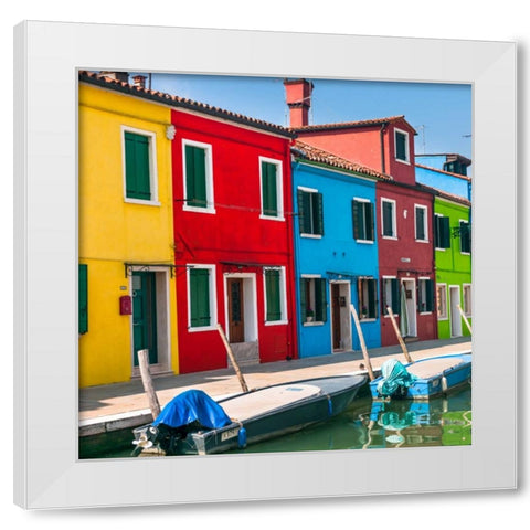 Gondolas moored along the canal, Venice, Italy White Modern Wood Framed Art Print by Frank, Assaf