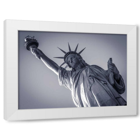 Statue Of Liberty, New York White Modern Wood Framed Art Print by Frank, Assaf