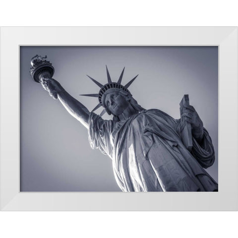 Statue Of Liberty, New York White Modern Wood Framed Art Print by Frank, Assaf