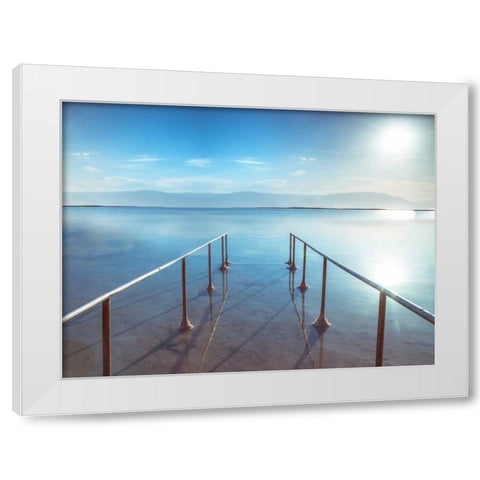 Peir on Dead Sea, Israel White Modern Wood Framed Art Print by Frank, Assaf