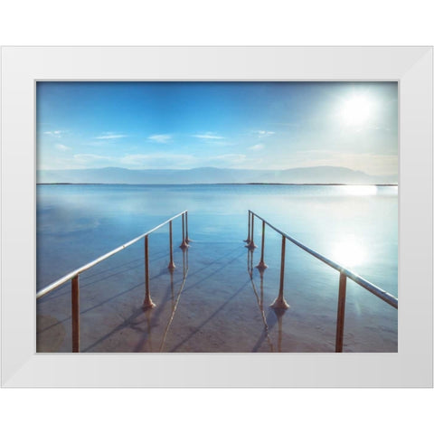 Peir on Dead Sea, Israel White Modern Wood Framed Art Print by Frank, Assaf