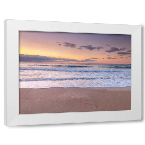 Evening view of beautiful beach in Israel White Modern Wood Framed Art Print by Frank, Assaf