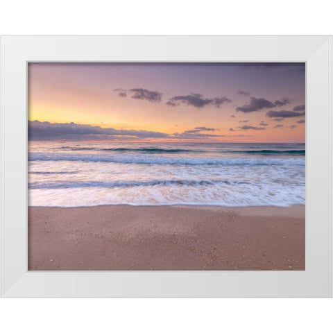 Evening view of beautiful beach in Israel White Modern Wood Framed Art Print by Frank, Assaf