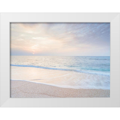 Calm beach at sunset White Modern Wood Framed Art Print by Frank, Assaf