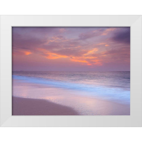 Evening view of beautiful beach in Israel White Modern Wood Framed Art Print by Frank, Assaf