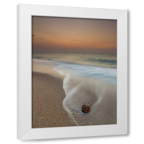 Tranquil beach at dusk White Modern Wood Framed Art Print by Frank, Assaf