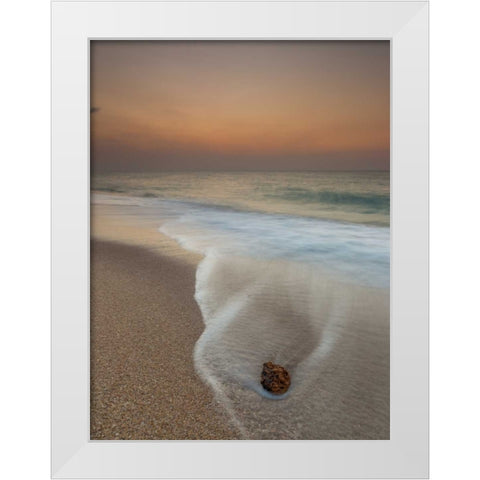 Tranquil beach at dusk White Modern Wood Framed Art Print by Frank, Assaf